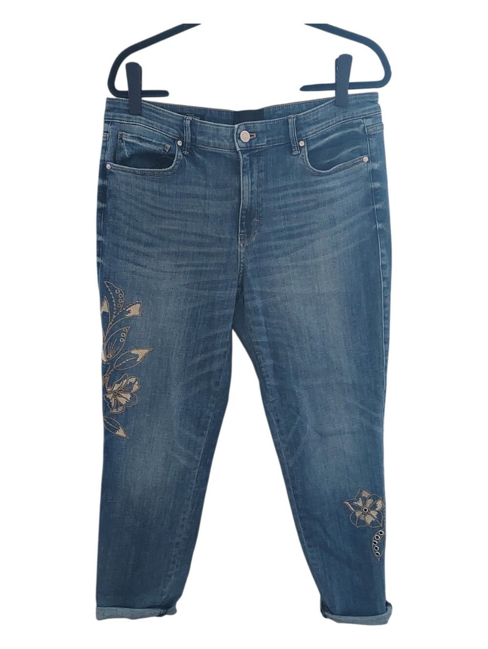 WHBM Mid-Rise Girlfriend Flower Embroidered Cropped Jeans 12 Resortwear